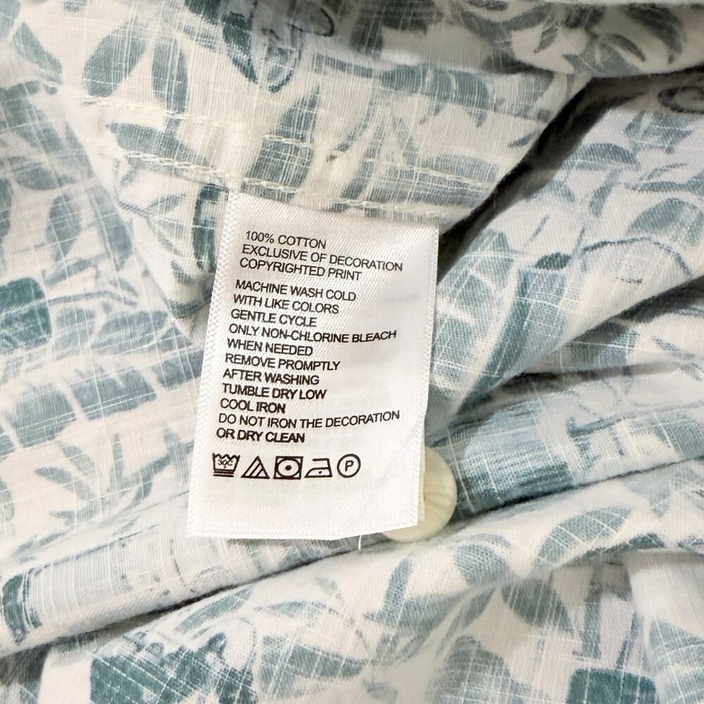 NWT Tommy Bahama Mens L Deep Sea Teal Cotton Tropical Pineapple Print Camp Shirt - Picture 4 of 9